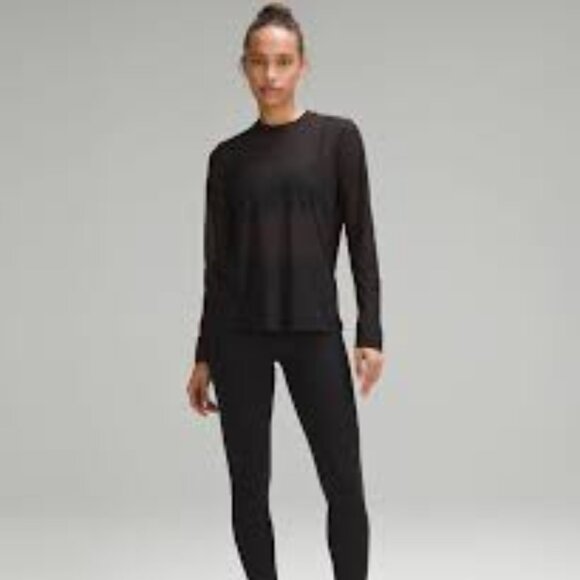 lululemon athletica Tops - Lululemon athletica Keyhole Mesh Long-Sleeve gray  Shirt size M/L